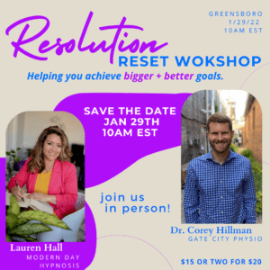 new year's resolution reset workshop hypnosis and physio therapy