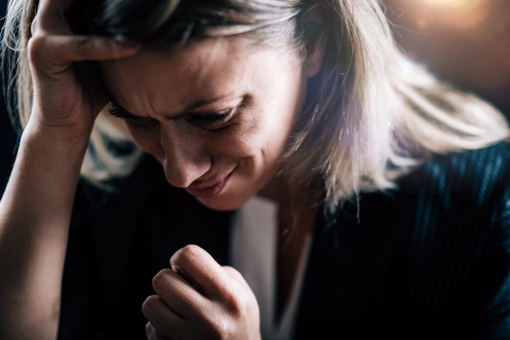 blonde woman with anxiety over phobia